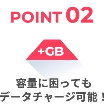 容量に困ってもデータチャージ可能！